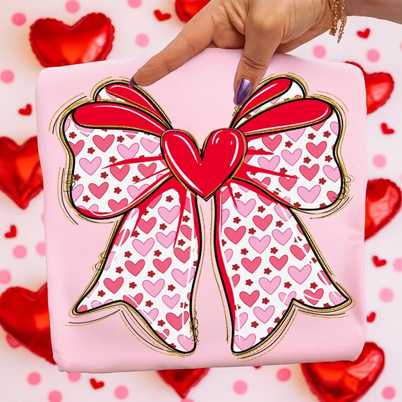 Coquette Bow Heart Png, Valentine Design Png, Valentine Bow Design, Valentine Gift, Heart Love Png, Valentine Png Design Digital Download