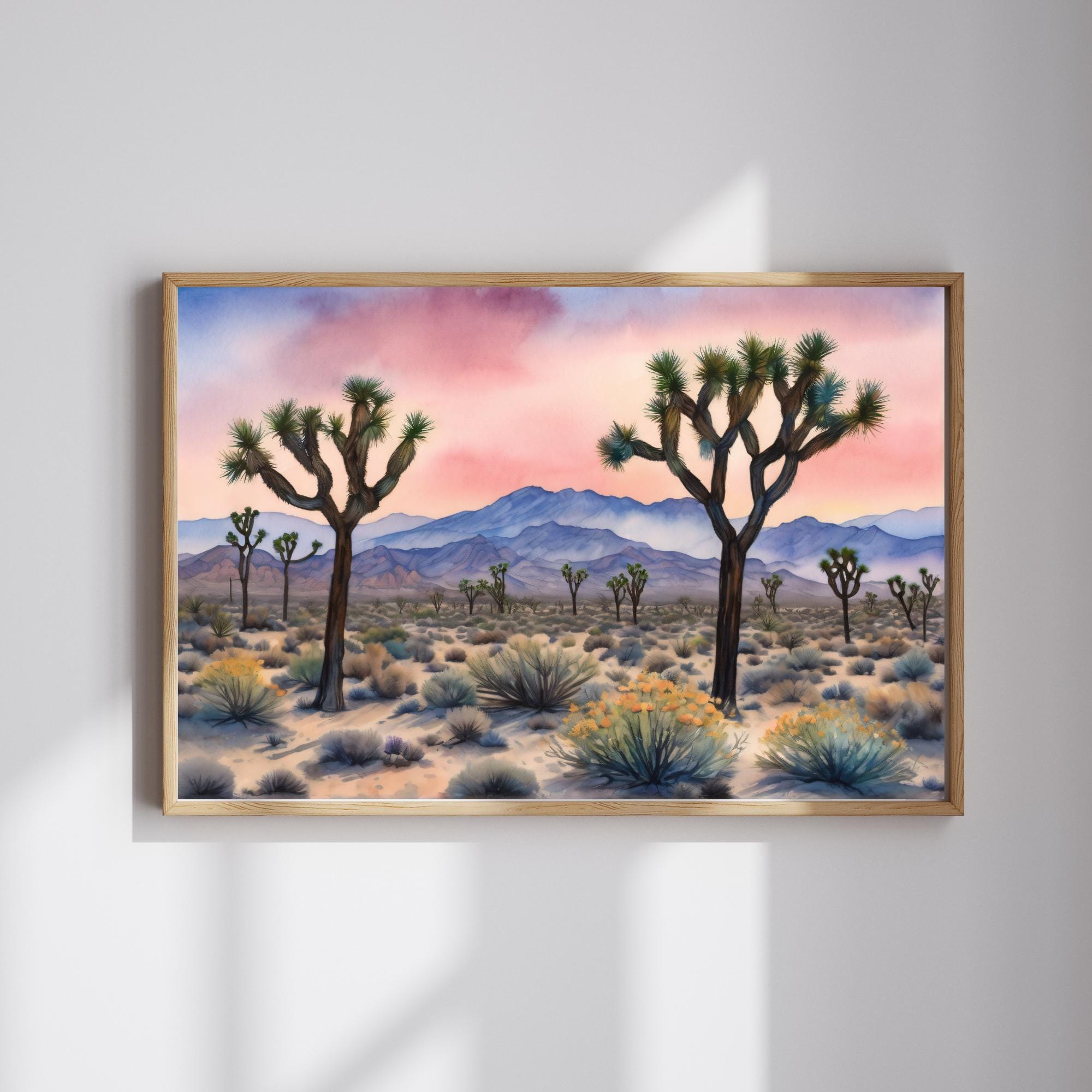 Joshua Tree Watercolor Art Print – California Desert Landscape Painting ...