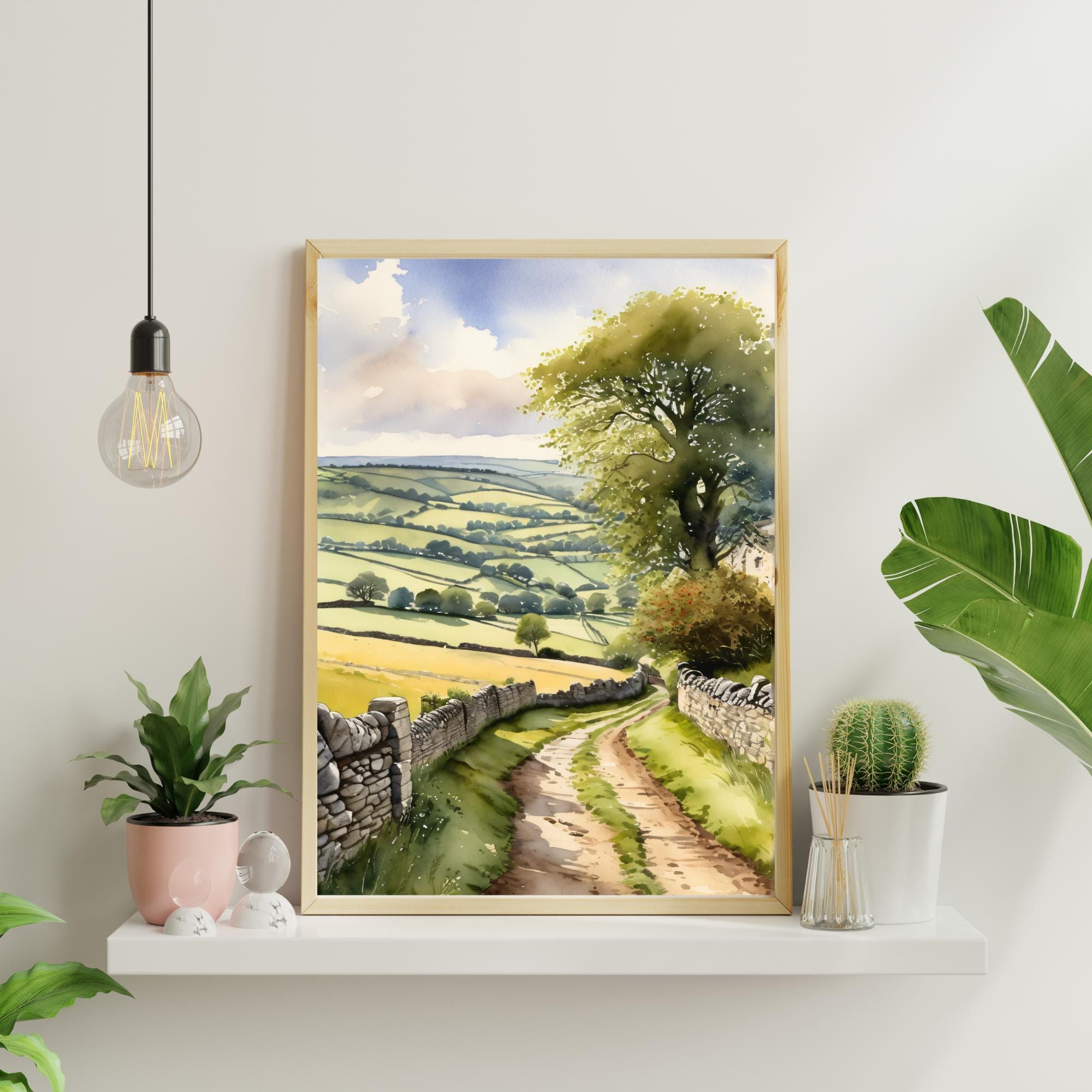 Cotswold Watercolor Art Print, English Countryside Wall Art, Rural ...