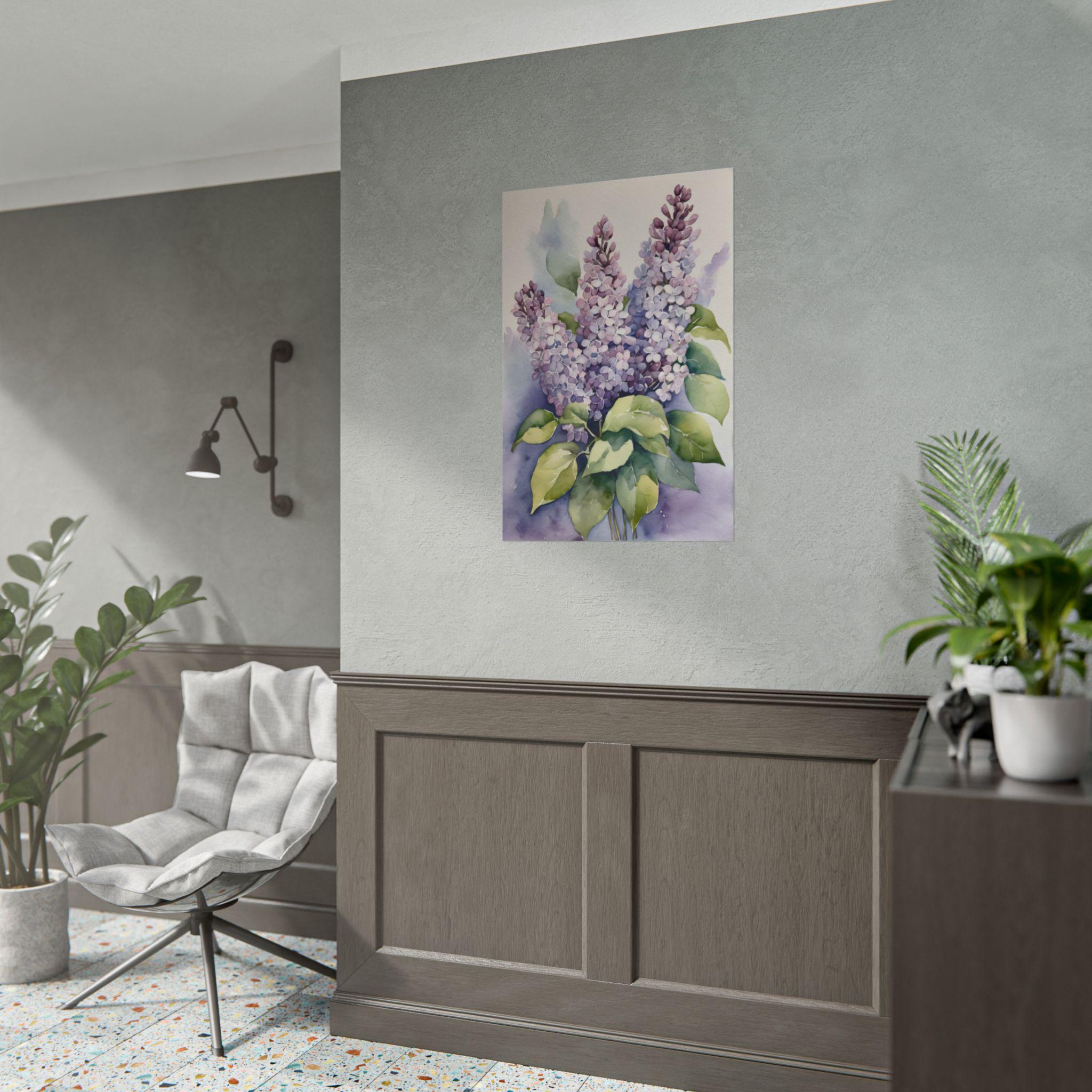 Lilac Painting Watercolor Art Print, Purple Flowers Botanical Wall Art ...