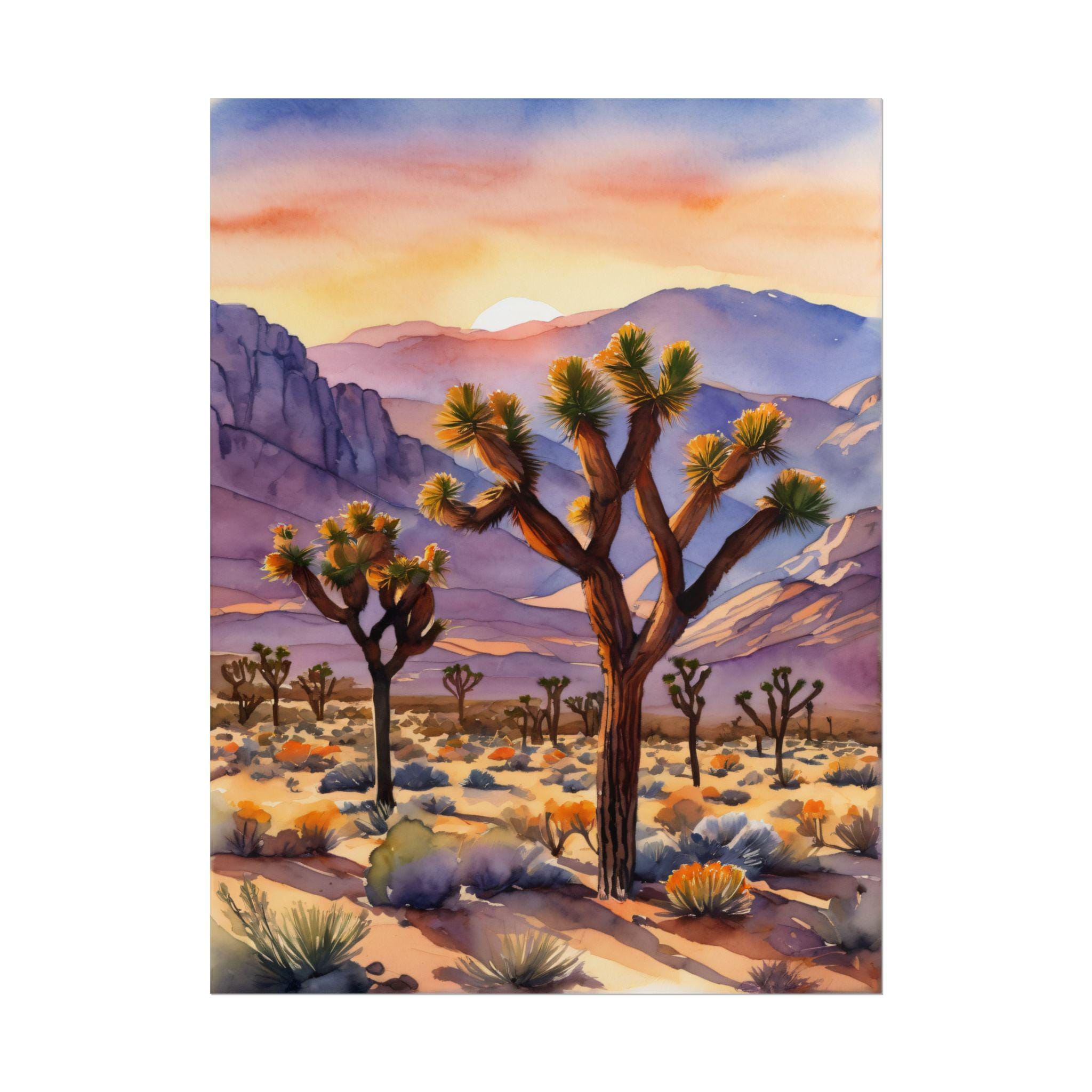 Joshua Tree Watercolor Art Print – California Desert Landscape Painting ...