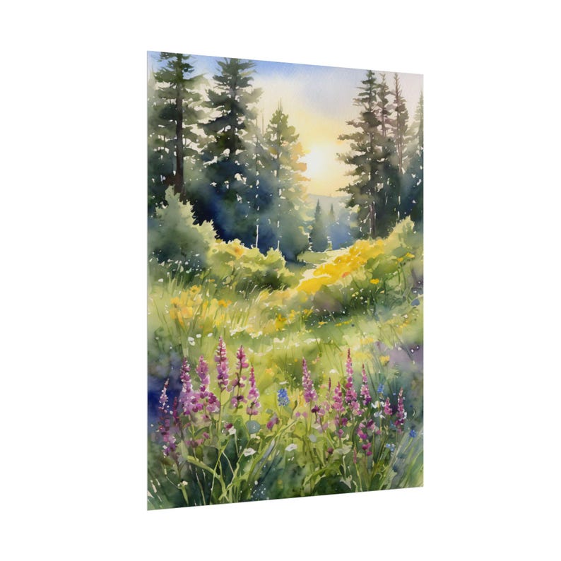 Wildflower Field Art Print – Rustic Landscape Decor, Meadow Wildflowers ...