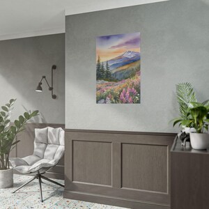 Mount Washington Watercolor Painting, Pine Forest Mountain, Travel-Inspired Wall Art, Wildflowers Print, New Hampshire Landscape Art Decor image 7