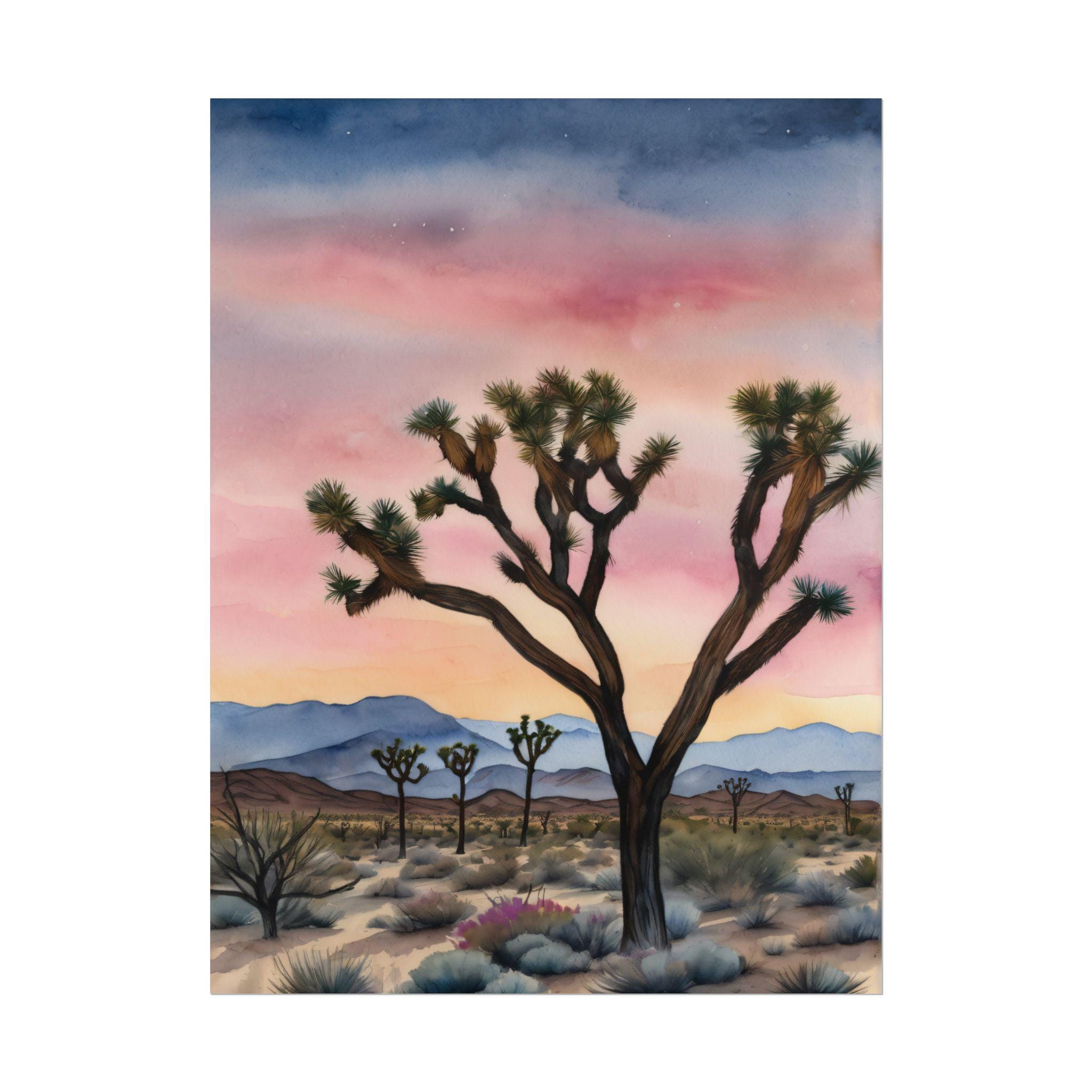 Joshua Tree Watercolor Art Print – California Desert Landscape Painting ...