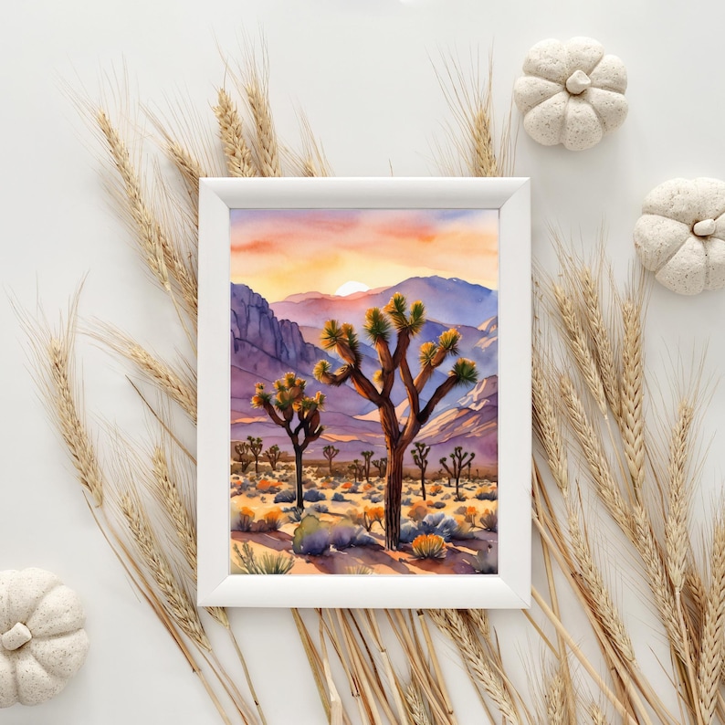 Joshua Tree Watercolor Art Print – California Desert Landscape Painting ...