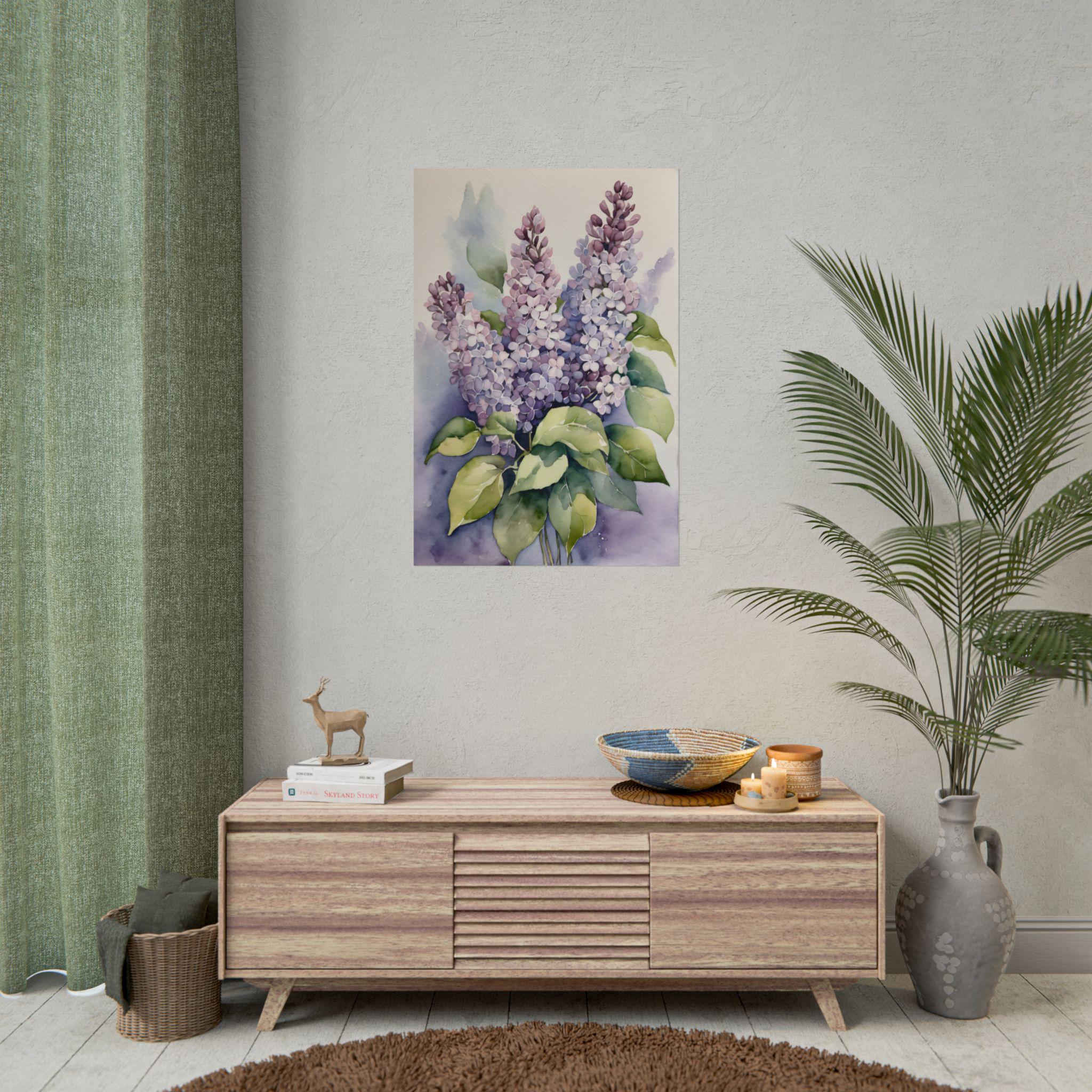 Lilac Painting Watercolor Art Print, Purple Flowers Botanical Wall Art ...