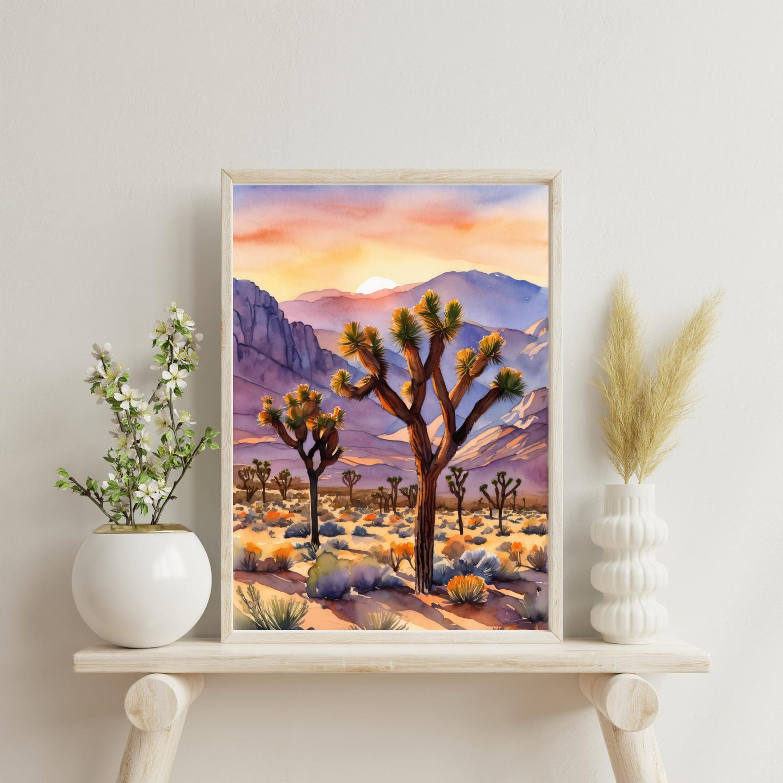 Joshua Tree Watercolor Art Print – California Desert Landscape Painting ...