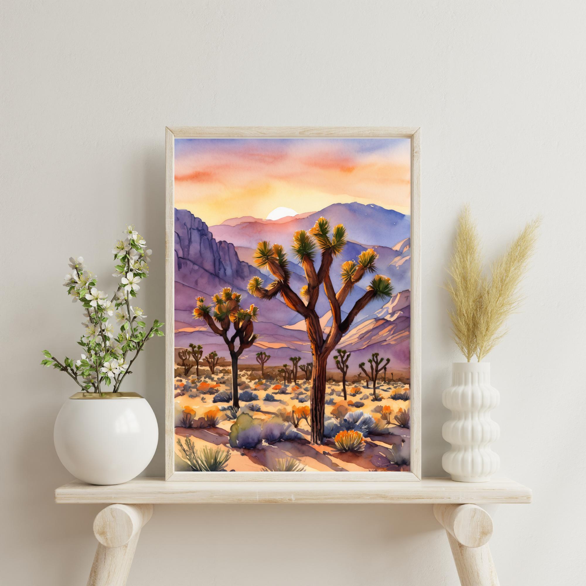 Joshua Tree Watercolor Art Print – California Desert Landscape Painting ...