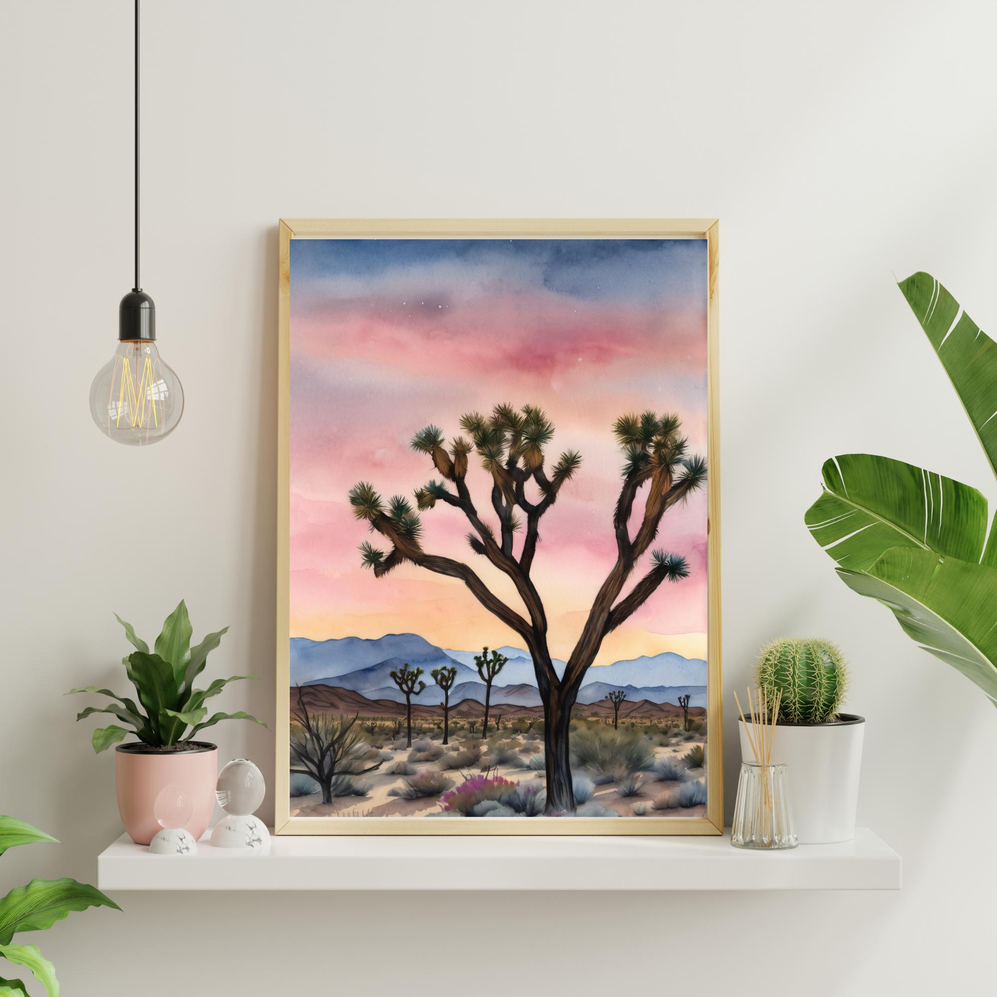 Joshua Tree Watercolor Art Print – California Desert Landscape Painting ...
