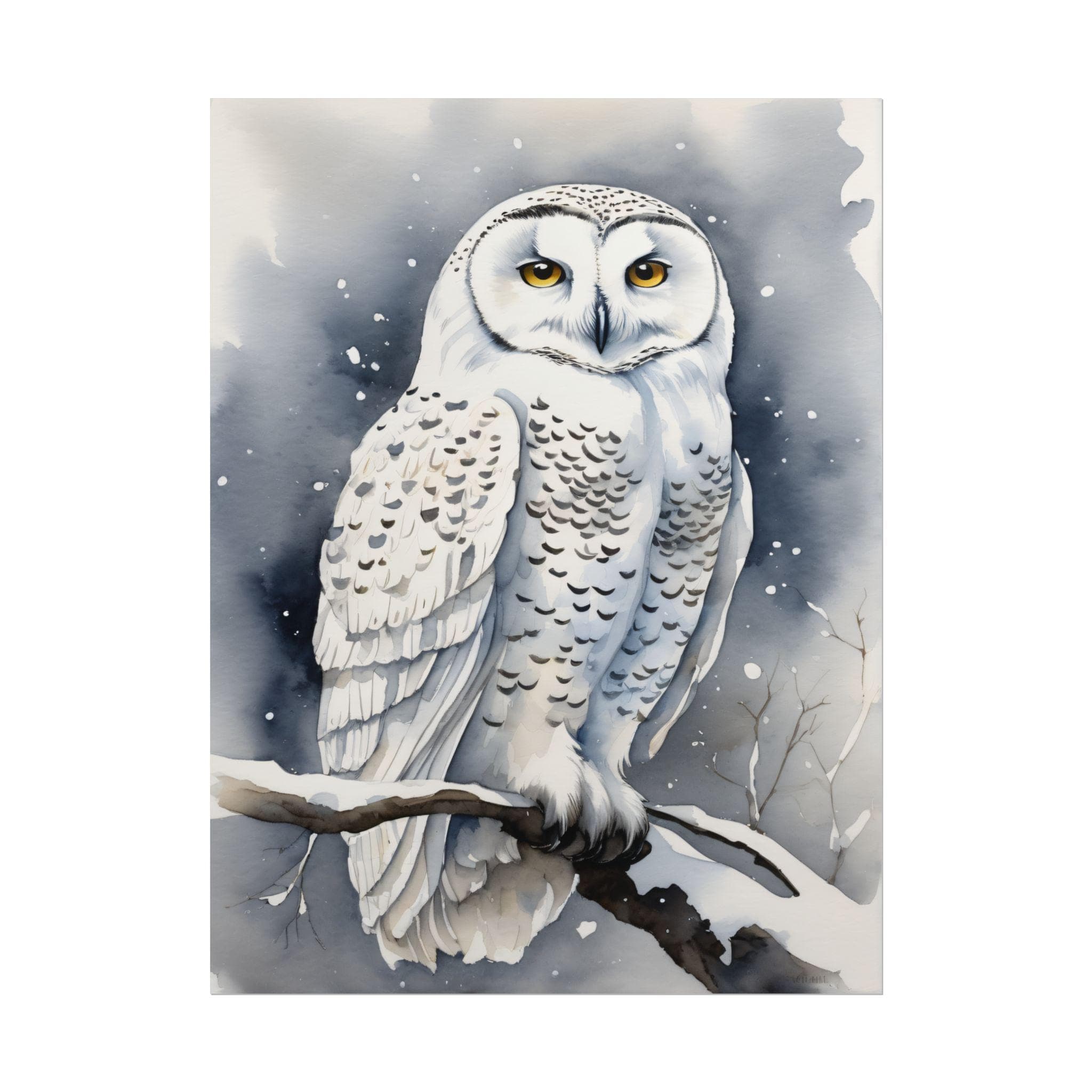 Snowy Owl Watercolor Painting, Winter Bird Art Print, Wild Animal Wall ...