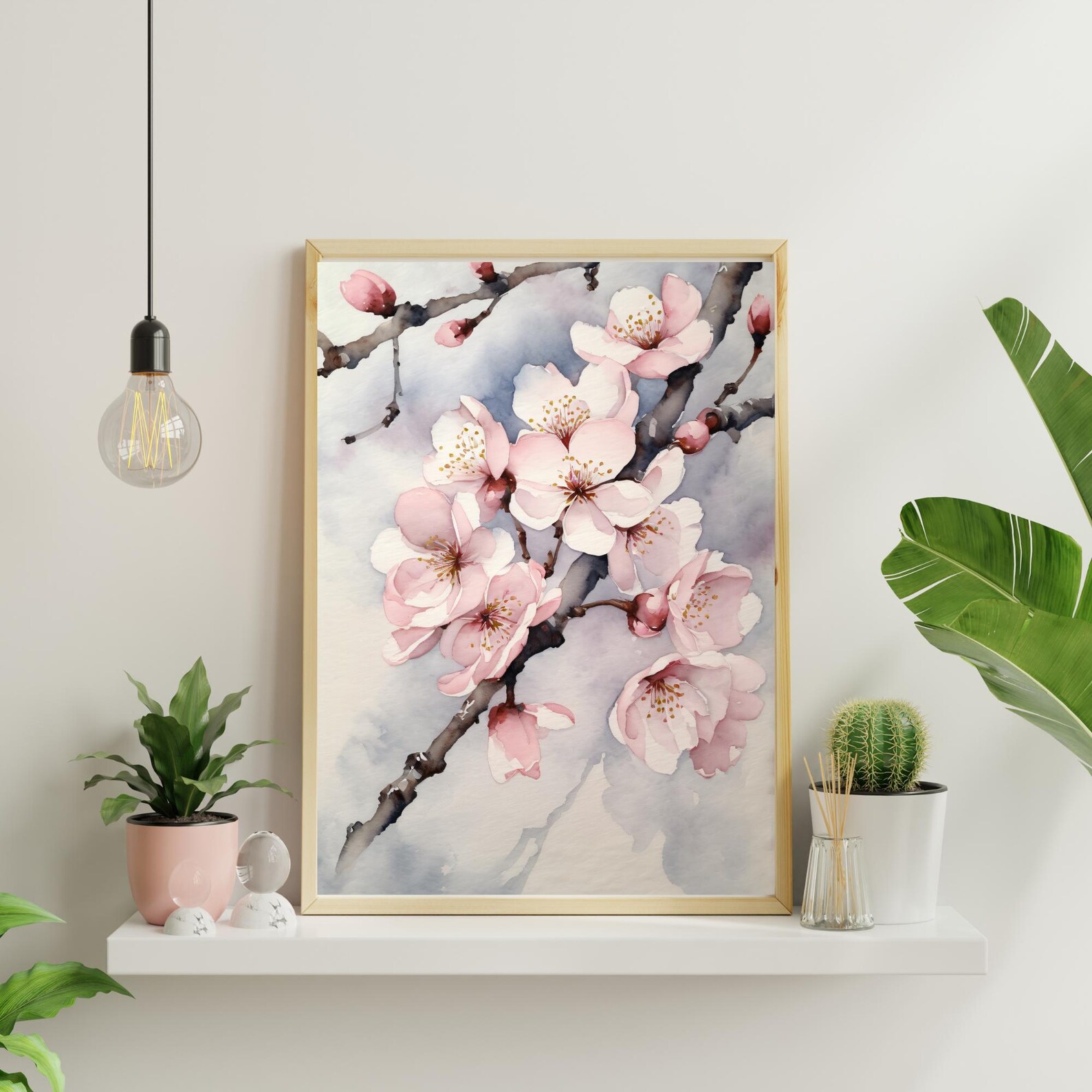 Cherry Blossom Art Print, Sakura Watercolor Painting, Spring Floral ...
