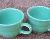 Two Homer Laughlin Fiestaware Sea Mist Green Coffee Mugs