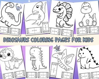 Desenhos de dinossauros para colorir – Atividade de coordenação motora fina para crianças (padrão em PDF)