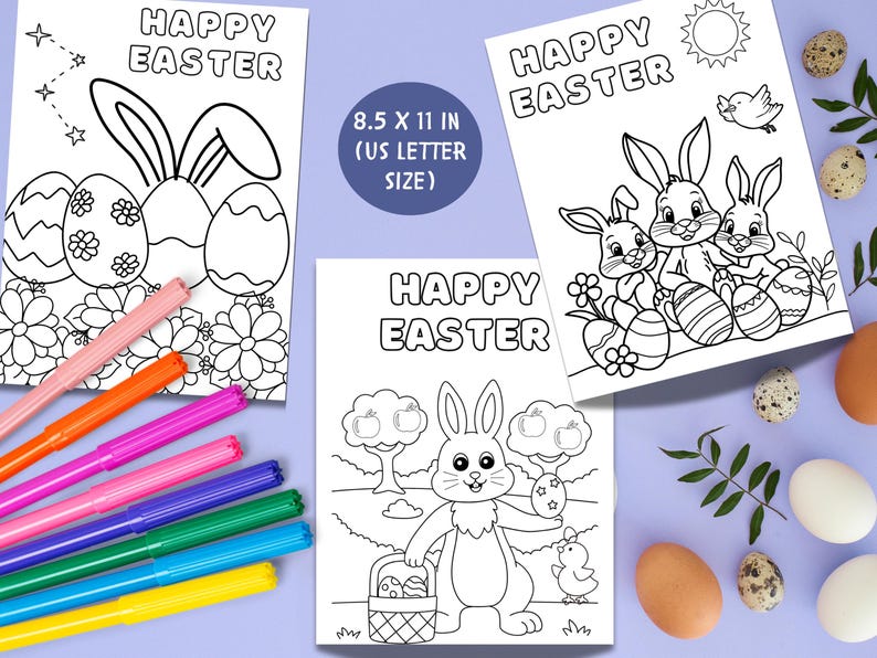 20 Easter Bunny Coloring Pages for Kids | Cute Bunny and Easter Egg ...