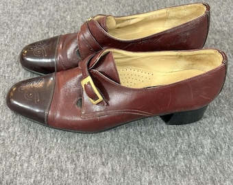 Vintage Roberto Capucci Leather Shoes Women's 9.5 2 A Loafers Heel Made In Italy