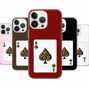 Cards Ace-telefoonhoesje Leopard Print Y2k Cover voor iPhone 16 Pro, 15, 14, 13, 12, 11, Google Pixel 9 Pro, 8, 7A, Samsung S25, S24 FE, A26, A36