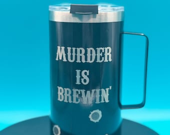 Custom Laser Engraved Black Tumbler with Handle – Personalized Stainless Steel Travel Mug