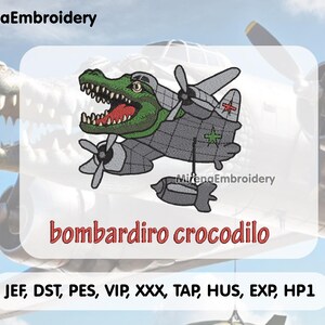 Italian Brainrot Bombardiro Crocodilo Machine Embroidery File Instant Download