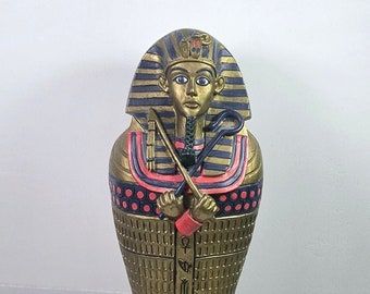 Vintage King Tut Pharaoh money coin bank ceramic statue home decor