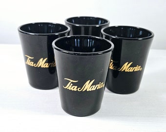 Tia Maria shot glasses set of four black amethyst gold graphics