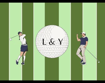Anpassad canvasmall för golfpar | Konstverk för golfflickvän och pojkvän | Redigerbar digital nedladdning av canvas