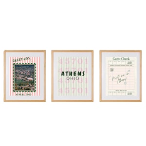 Ohio Wall Art – Set of 3 Prints | Ohio University Decor | College Town Poster Set