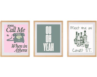 Ohio University Prints - Athens College Town Art (Set of 3 Digital Downloads
