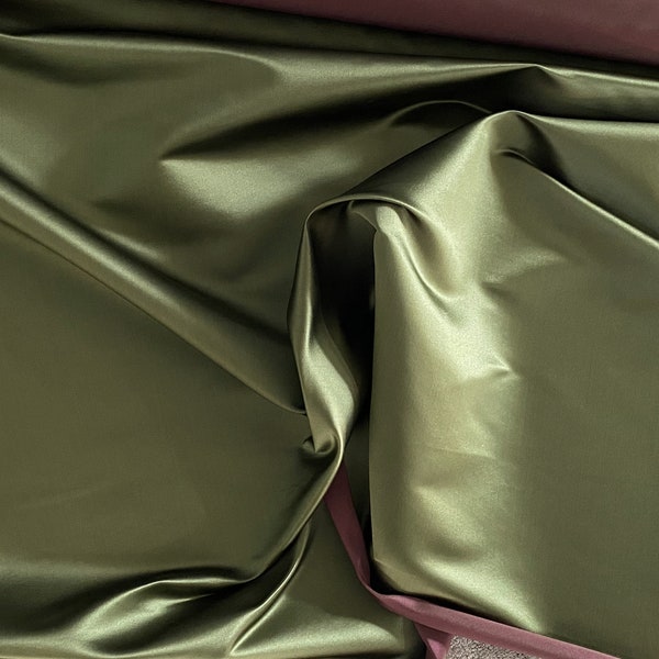 100% Silk Peau de Soie Duchess Single Faced Satin, Olive Green, Avocado Green, Hunter Green