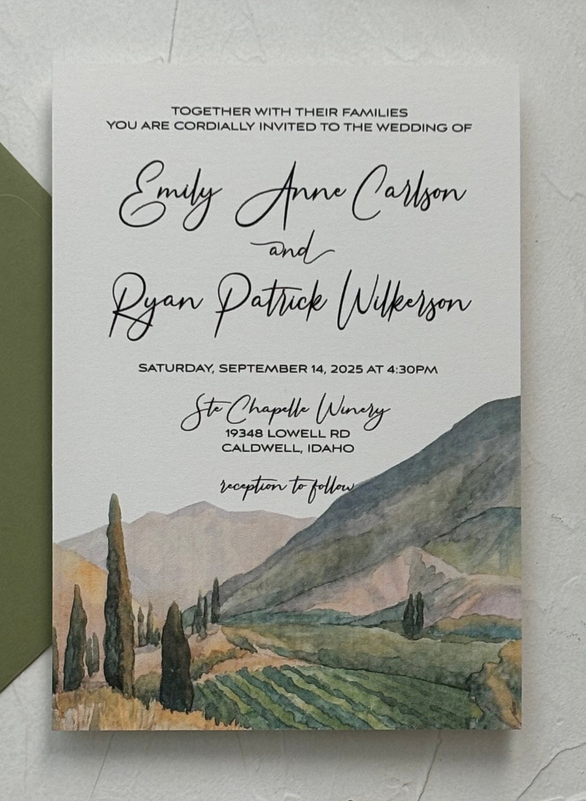 Green Mountain Winery Wedding Invitation Suite - Etsy, image size:1896x2592