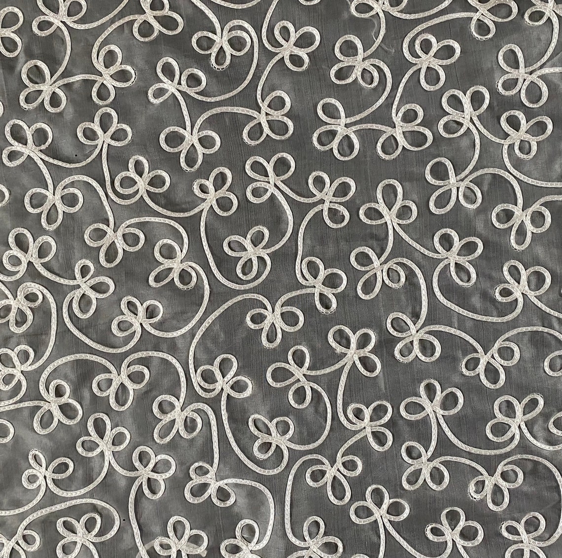 White Silk Organza With Soutache Ribbon Trim Swirl Pattern | Etsy