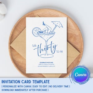 Geburtstags Party, Einladung, 30. Geburtstag, digitale Einladungskarte,vorlage, Canva, download, süß,Feier,cheers,freunde,,template, digital