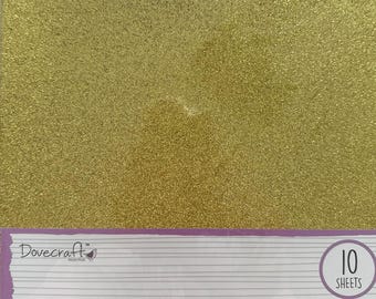 Pack of 10 Sheets of Dovecraft A4 Premium Glitter Card | Different Colours | 300gsm Acid Free Card | Perfect for Die Cutting and Card Making
