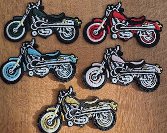 Motorcycle Motorbike Applique Embroidery Patch | Perfect For Embellishing Knits, Clothing, Bags, Card Crafts | Different Colours Available