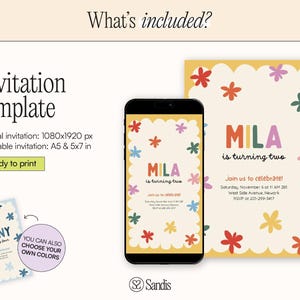 Flowers Kids Party Invitation