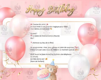Carte d'invitation d'anniversaire pour enfant