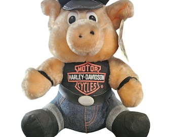 Peluche de cerdo Harley-Davidson Biker Hog de 1997, con etiquetas, de 8 pulgadas