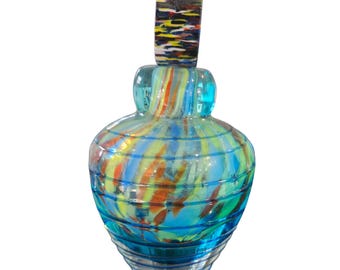 Frasco de perfume vintage de cristal soplado a mano de Murano Formia, años 90, multicolor / Tapón