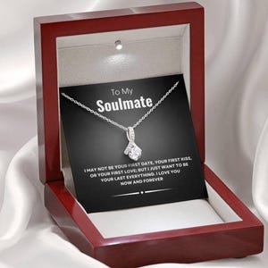 Regalo de alma gemela para el día de San Valentín, collar de lujo con tarjeta de mensaje y caja de regalo, aniversario, sentimental, regalo de cumpleaños para esposa