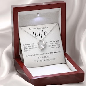 Regalo para esposa por San Valentín, collar de lujo con tarjeta de mensaje y caja de regalo, aniversario, sentimental, regalo de cumpleaños para alma gemela