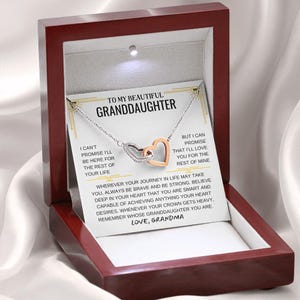 Collar para nieta, regalo de joyería para San Valentín, tarjeta con mensaje sentimental, regalo de cumpleaños personalizado, regalo de motivación e inspiración