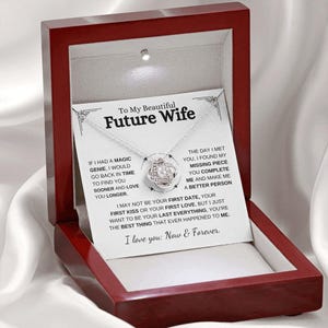 Regalo para prometido para el día de San Valentín, collar de lujo con tarjeta de mensaje y caja de regalo, aniversario sentimental, regalo de cumpleaños para novia