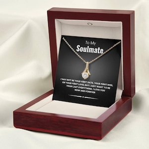 Regalo de alma gemela para el día de San Valentín, collar de oro de lujo con tarjeta de mensaje y caja de regalo, aniversario, sentimental, regalo de cumpleaños para esposa