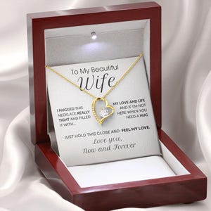 Regalo para esposa por San Valentín, collar de oro de lujo con tarjeta de mensaje y caja de regalo, aniversario, sentimental, regalo de cumpleaños para alma gemela