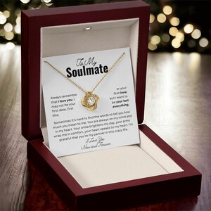 Regalo de alma gemela para el día de San Valentín, collar de oro de lujo con tarjeta de mensaje y caja de regalo, aniversario, sentimental, regalo de cumpleaños para esposa