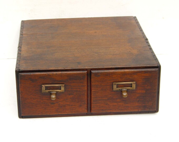 Vintage Library File Card / 2 Drawer Card Catalog Etsy