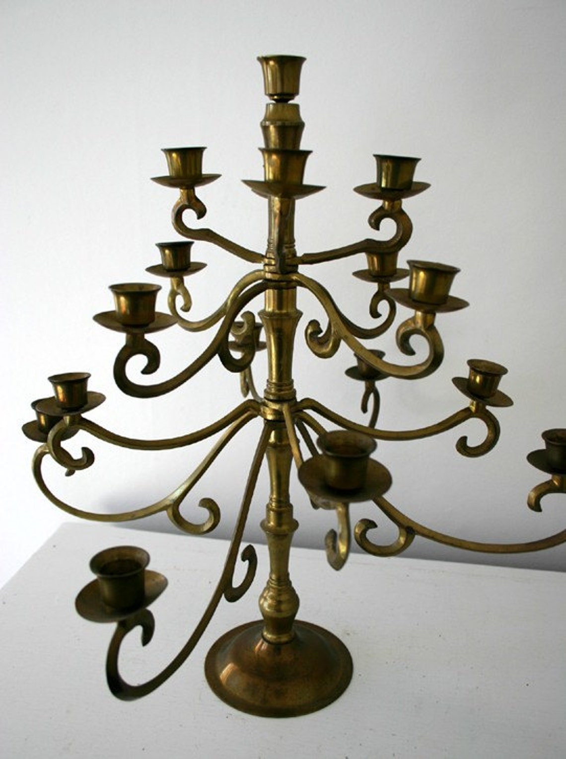 Vintage 17 Candle Brass Candelabra Etsy