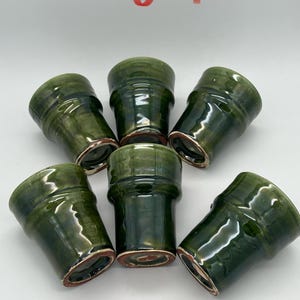 Handmade Moroccan Tamgrout Pottery Cups - Set of 6- Authentic Tamegroute Green Glaze - Traditional Berber Ceramics - Rustic Tea and Coffee