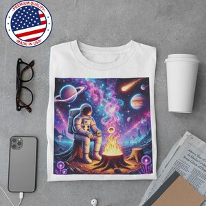 Astronaut T-Shirt, Space Campfire Tee, Galaxy Sci-Fi Shirt, Trippy Psychedelic Graphic Tee, Cosmic Universe T-Shirt, Gift for Space Lovers