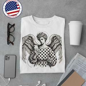 Digital Angel T-Shirt | Angelcore Aesthetic | Gothic Streetwear | Y2K Vintage Angel Tee | Trendy Indie Art Shirt | Grunge Vaporwave Fashion
