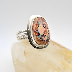 Mexican Fire Opal Sterling Silver Ring Size 8